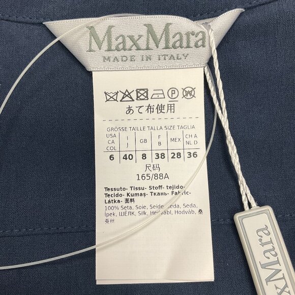 Max Mara Navy Blue James Silk Wrap Dress - Picture 4 of 6